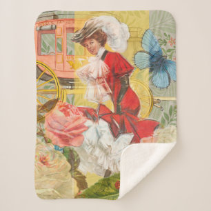 Couverture Sherpa Victorian Lady Woman Fun Carriage