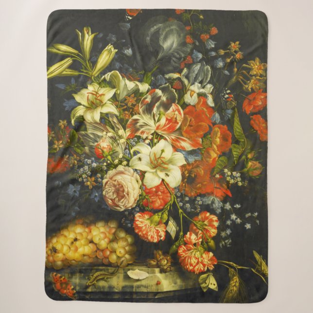 Couverture Sherpa Vie morte avec fleurs et fruits (Devant)