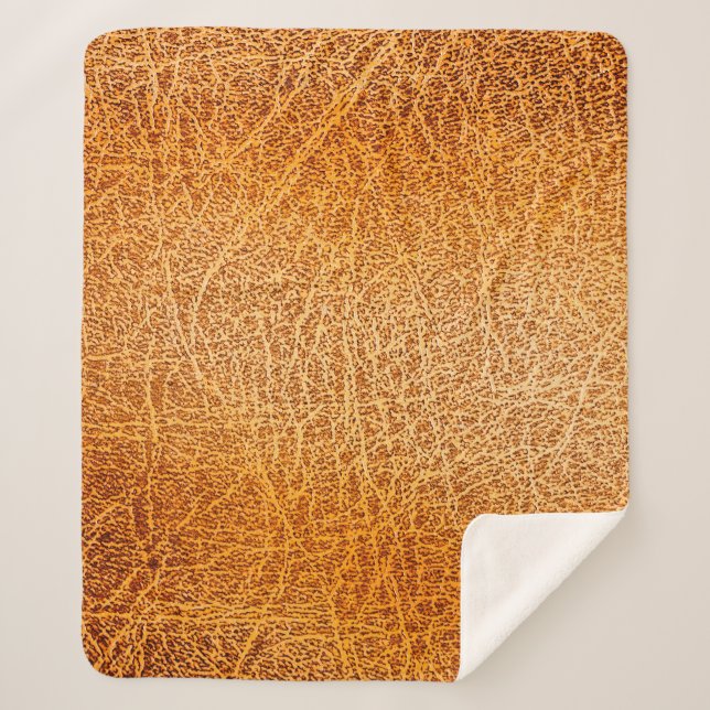 Couverture Sherpa Vieille texture de cuir marron grunge (Devant)