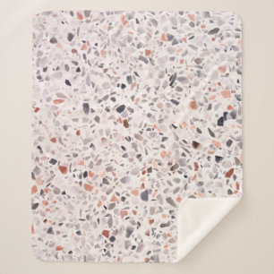 Couverture Sherpa Vieille texture terrazzo, motif d'hamper.