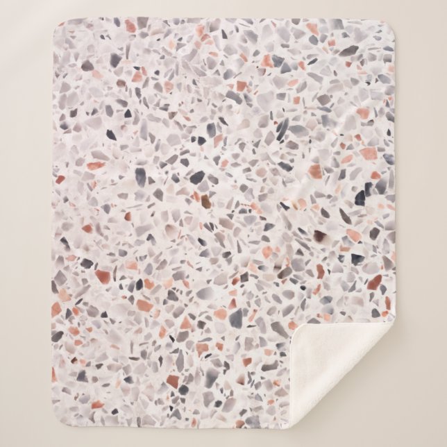 Couverture Sherpa Vieille texture terrazzo, motif d'hamper. (Devant)