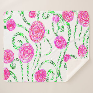 Couverture Sherpa Vignes vert et rose