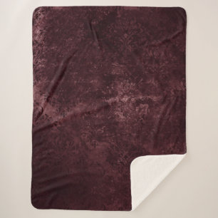 Couverture Sherpa Vin Velvety Damask Glam Grunge de Bordeaux Sangr