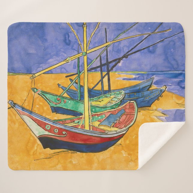 Couverture Sherpa Vincent van Gogh - Bateaux de pêche sur la plage (Devant (Horizontal))