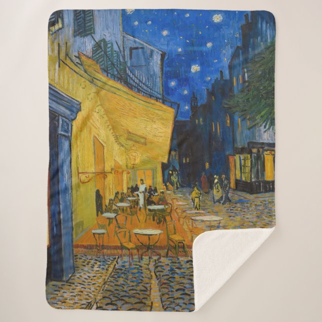 Couverture Sherpa Vincent van Gogh - Café Terrasse en soirée (Devant)