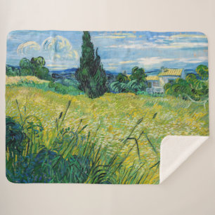 Couverture Sherpa Vincent van Gogh - Champ de blé vert avec Cypress