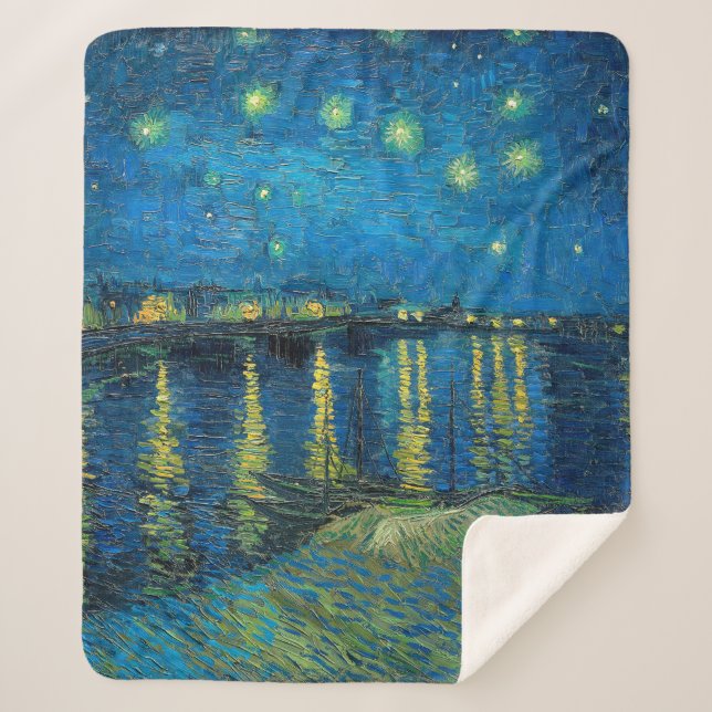 Couverture Sherpa Vincent Van Gogh Nuit étoilée sur le Rhône (Devant)