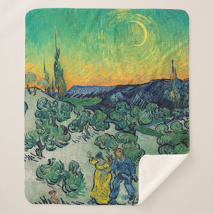 Couverture Sherpa Vincent van Gogh - Paysage Lune avec couple