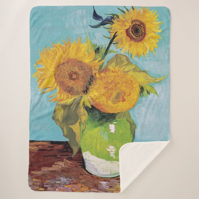 Couverture Sherpa Vincent Van Gogh - Trois tournesols dans un vase (Devant)