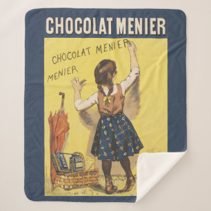 Couverture Sherpa Vintage 1892 Chocolat Menier Jeune Fille Française