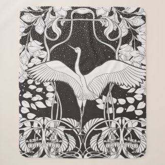 Couverture Sherpa Vintage background with decorative flowers and bir