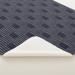 Couverture Sherpa Vintage bleu foncé Grunge États-Unis Motif du drap