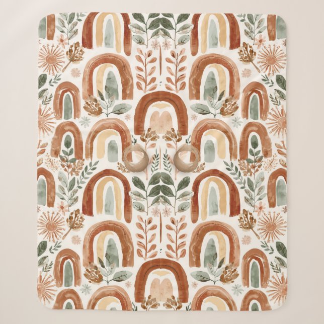 Couverture Sherpa Vintage Boho Arc-en-ciel  (Devant)