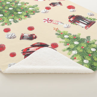 Couverture Sherpa Vintage Christmas Art Motif