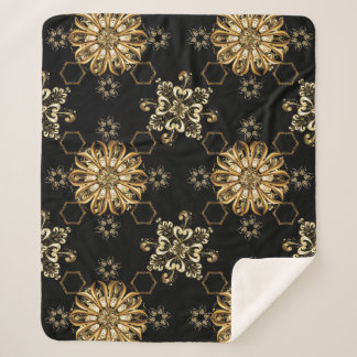 Couverture Sherpa Vintage Classique : Oriental Doré Sans Seamless.