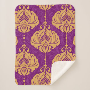 Couverture Sherpa Vintage damassé ornemental sans couture motif