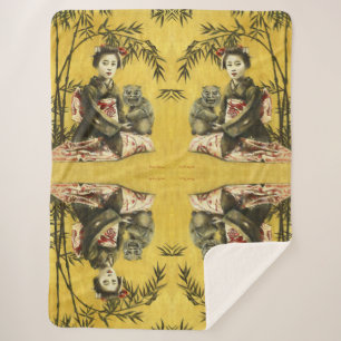 Couverture Sherpa Vintage Geisha Et Demon Sherpa Blanket