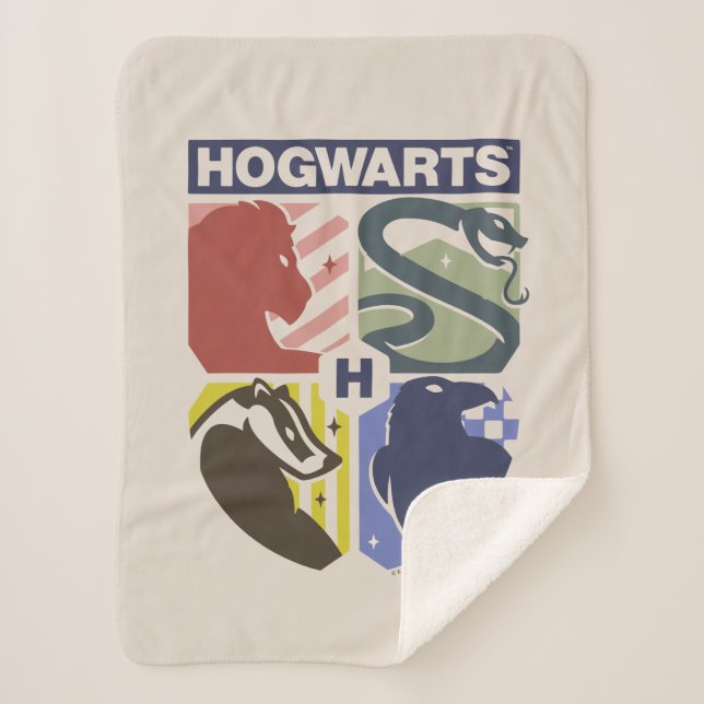 Couverture Sherpa Vintage HOGWARTS™ Stamped Crest (Devant)