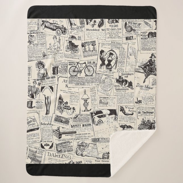 Couverture Sherpa Vintage Newspaper   (Devant)