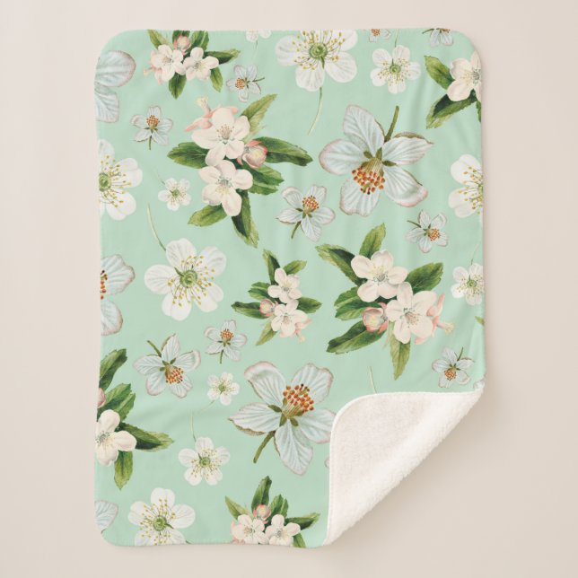 Couverture Sherpa Vintage printemps fleuris Motif (Devant)