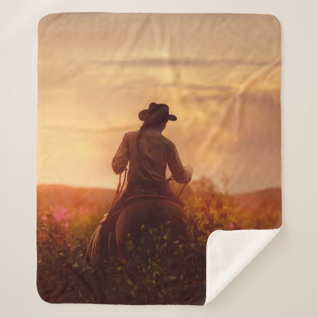 Couverture Sherpa Vintage western cowboy portrait (Devant)