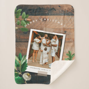 Couverture Sherpa Vintage Wood Acorn Noël Photo