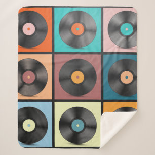 Couverture Sherpa Vinyl Records. Retro LP Discs Set vintage Illustra