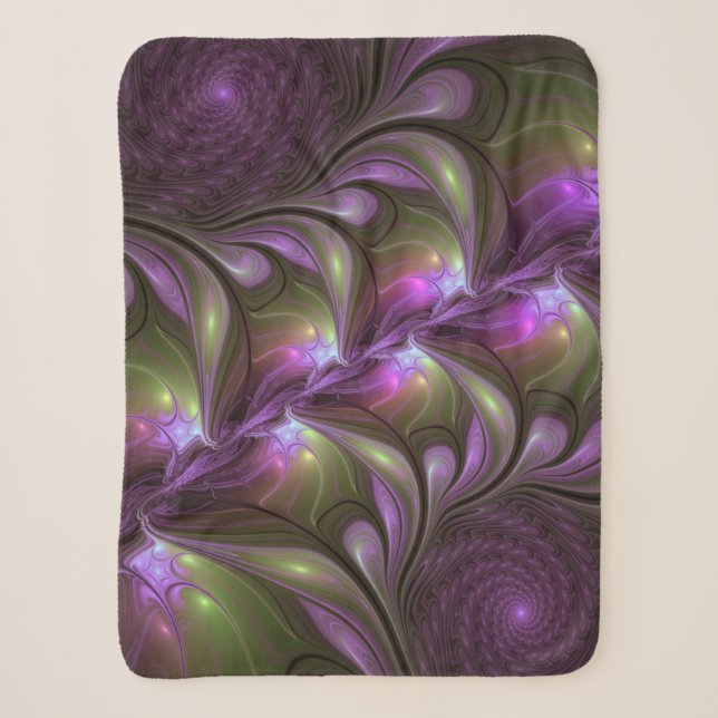 Couverture Sherpa Violet Abstrait violet violet kaki fractal (Devant)