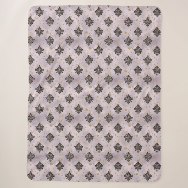 Couverture Sherpa Violet Noir Or Abstrait (Devant)