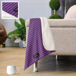 Couverture Sherpa Violet rayé - 2 nuances Knit Effet Bande personnal