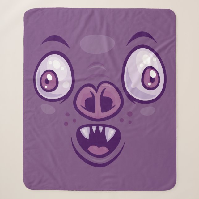 Couverture Sherpa Visage de Chauve-Souris Vampire de Dessin Animé Fa (Devant)