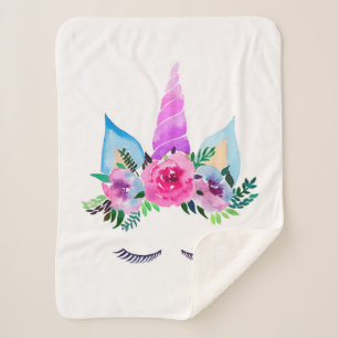 Couverture Sherpa Visage magique mignon de licorne