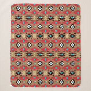 Couverture Sherpa Vision turquoise rouge de Natif américain