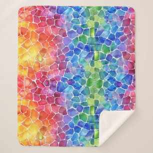 Couverture Sherpa Vitrail arc-en-ciel aquarelle
