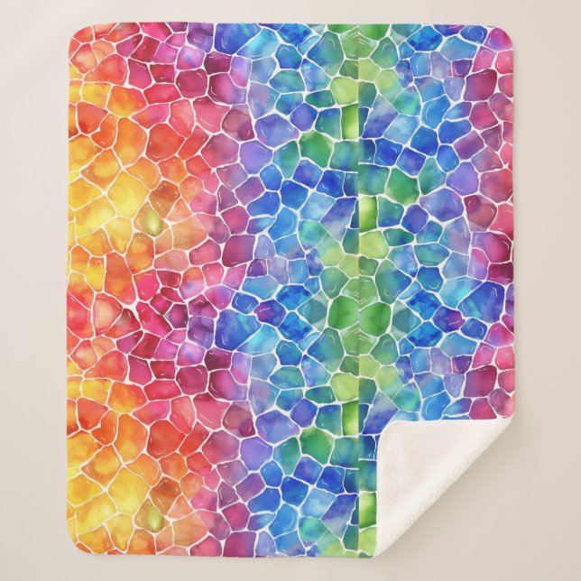 Couverture Sherpa Vitrail arc-en-ciel aquarelle (Devant)