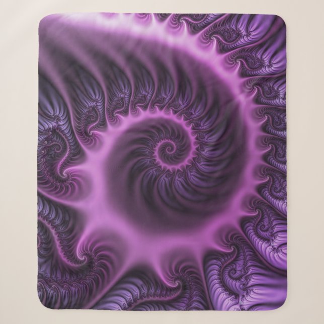 Couverture Sherpa Vivid Cool Abstrait rose violet Fractal Art Spiral (Devant)