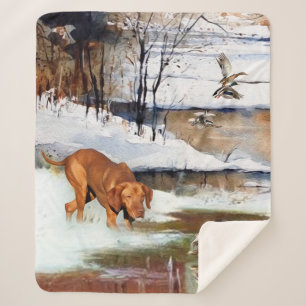 Couverture Sherpa Vizsla hongroise, canards de chasse en hiver