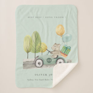 Couverture Sherpa Voiture cadeau de ballon vert en tourbe Cute Aqua