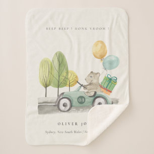 Couverture Sherpa Voiture cadeau de ballon vert en tourbe Cute Aqua