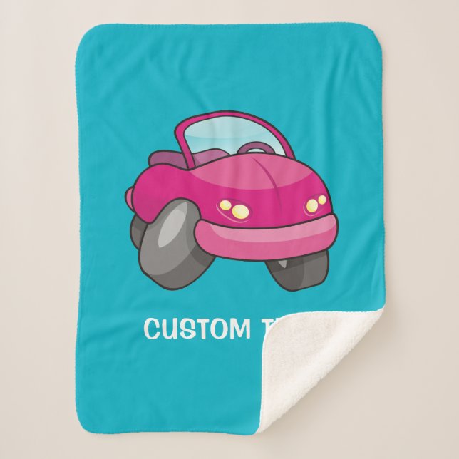 Couverture Sherpa Voiture Carton Rose (Devant)