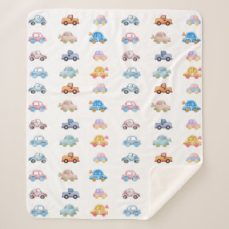 Couverture Sherpa Voitures Jouets Aquarelle Vintag