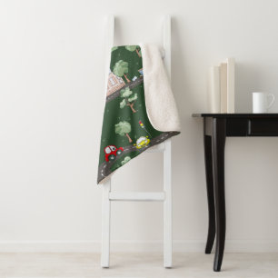 Couverture Sherpa Voitures mignonnes en Ville Motif pour Little Boys