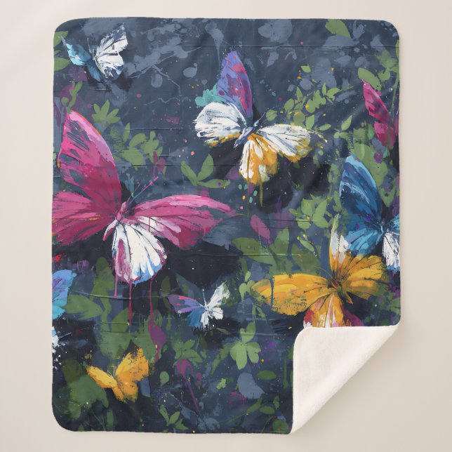 Couverture Sherpa Vol de papillon abstrait vibrant (1) (Devant)