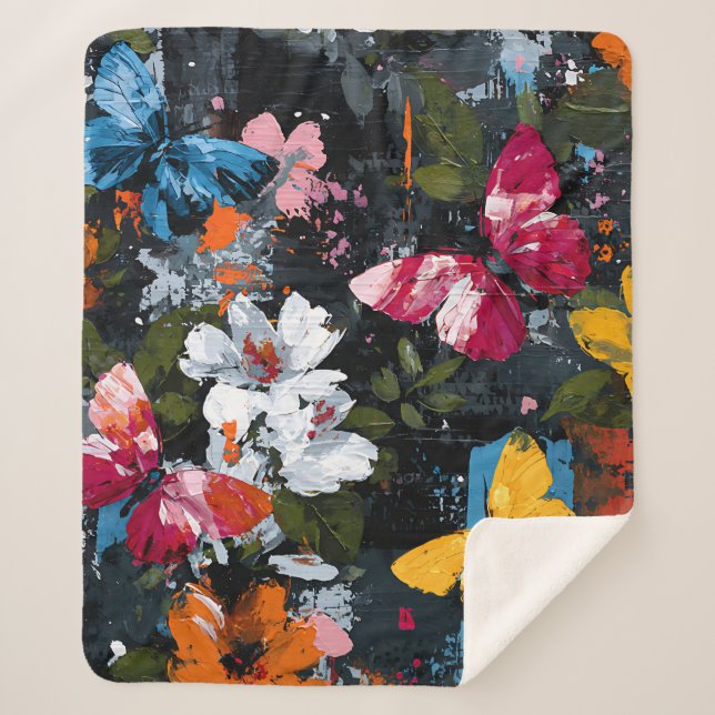 Couverture Sherpa Vol de papillon abstrait vibrant (2) (Devant)