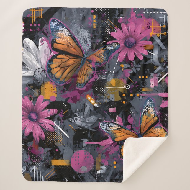 Couverture Sherpa Vol de papillon abstrait vibrant (4) (Devant)