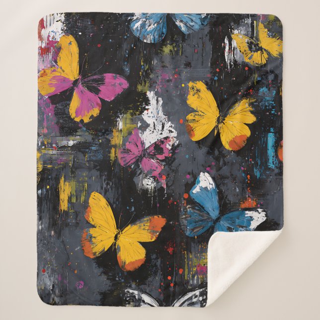 Couverture Sherpa Vol de papillon abstrait vibrant (8) (Devant)