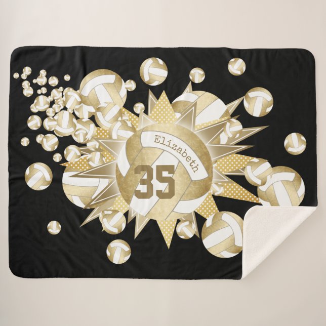 Couverture Sherpa volleybals et étoiles d'or croustillants (Devant (Horizontal))