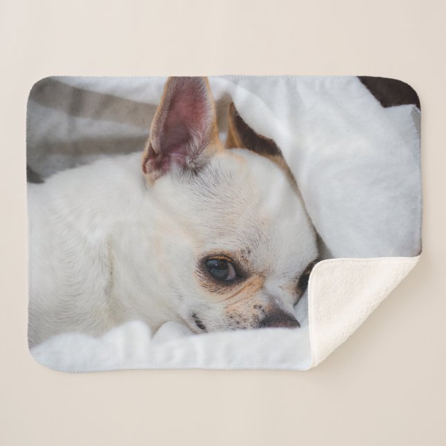 Couverture Sherpa Votre chiot chien de compagnie photo personnalisée (Devant (Horizontal))