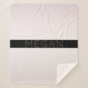 Couverture Sherpa Votre nom Blanc fin et Rose subtil Ombre Stripes