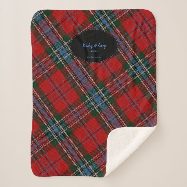 Couverture Sherpa Votre nom et date MacLean Scottish Clan Tartan (Devant)